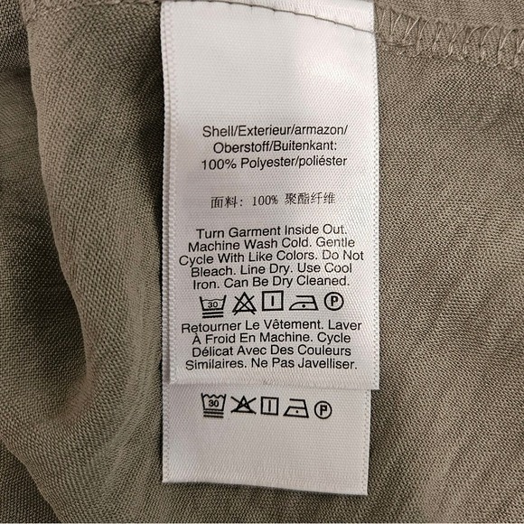 DKNY Sleeveless Belted Shirtdress Flared Vacation Office Summer Olive‎ Green - Picture 11 of 12